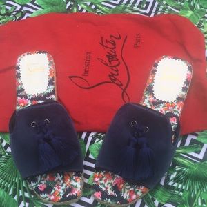 Christian Louboutin espadrille slide one.